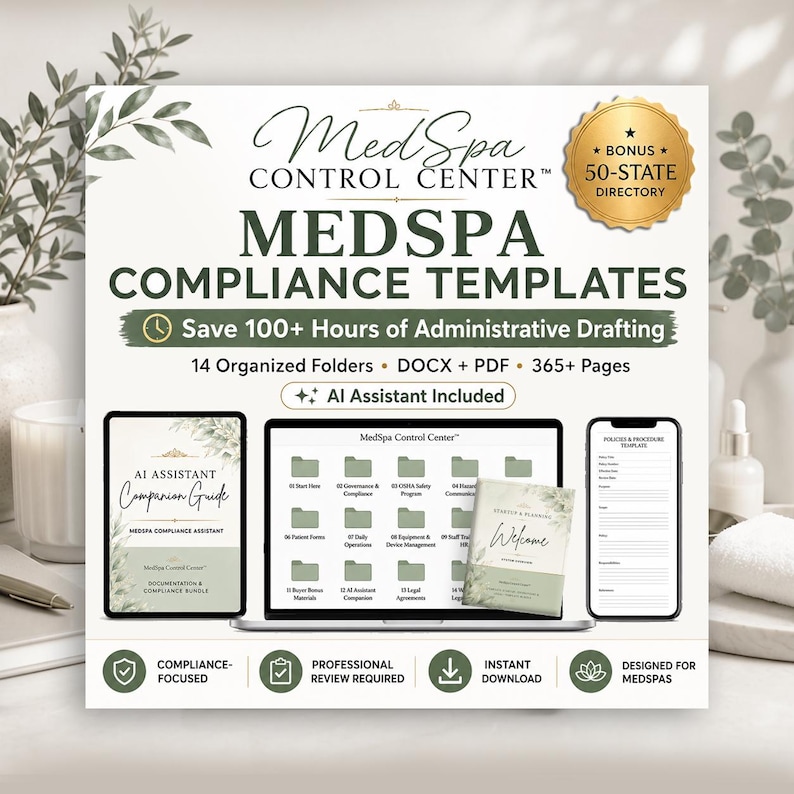 MedSpa Control Center Compliance Templates product preview