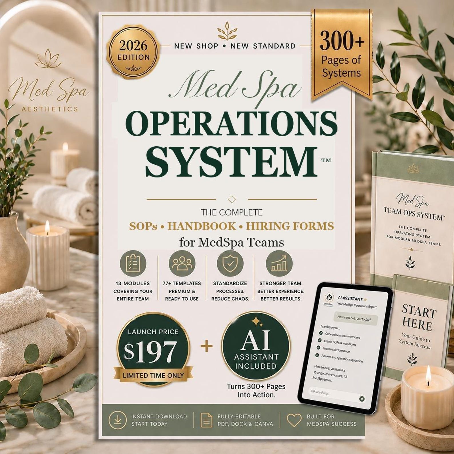 MedSpa Operations System product preview with SOPs and AI Assistant